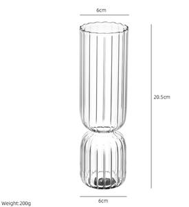 Transparante Europese stijl Nieuwe Chinese stijl Hoogwaardige puur handgemaakte glazen vaas met strepen, eenvoudig design, woonkamer, veranda - Product Image 6
