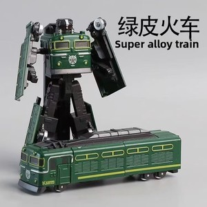 Robot de Transformación de Aleación, <span class=keywords><strong>Juguete</strong></span> para Niños, Tren de <span class=keywords><strong>Juguete</strong></span> Pintado de Verde, Vehículo de Ingeniería de Alta Velocidad, Autobús Mecha 1:5 - Product Image 2
