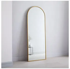 Modern arched frame floor mirror which can be hung on the wall or or against the wall mirror