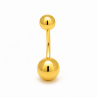 Piercings de Ombligo con Bola de Oro Amarillo JJ Bravo al por Mayor, Bonitos, de 9k, 10k, 14k, 18k, con Poste de 12mm para Mujeres y Hombres, Regalo