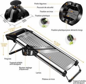 Wholesale Manual Multi-Function Mandolin Slicer Kitchen Adjustable Stainless Steel Foldable Portable Handheld Fruit <b>Vegetable</b> - Product Image 3