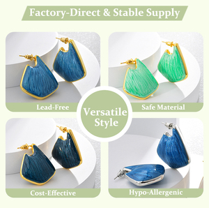 Boucles d'oreilles pendantes en acier inoxydable 304, design <span class=keywords><strong>original</strong></span>, bleu canard, irrégulières, étanches, inaltérables, bijoux de mode - Product Image 2