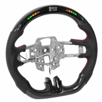 Volant sport en fibre de carbone véritable avec LED et indicateur de vitesse pour Ford Mustang 2015-2023, volant à fond plat, style sport