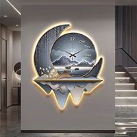 Peinture murale décorative d'art de luxe avec éclairage LED, tableau sur toile, design nature morte, horloge, cristal, porcelaine