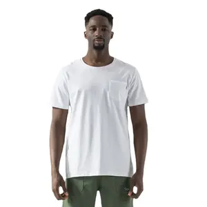 Высококачественные однотонные 100% мужские футболки из хлопка премиум-класса с индивидуальным принтом с карманом
