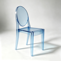 Chaise empilable transparente en résine PC à dossier ovale, design simple, pour événements, hôtels et mariages