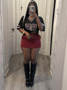 Gonna calda da <span class=keywords><strong>donna</strong></span> top estivo <span class=keywords><strong>in</strong></span> <span class=keywords><strong>jersey</strong></span> con minigonne due pezzi set di <span class=keywords><strong>jersey</strong></span> nero e gonna bordeaux di alta qualità - Product Image 3