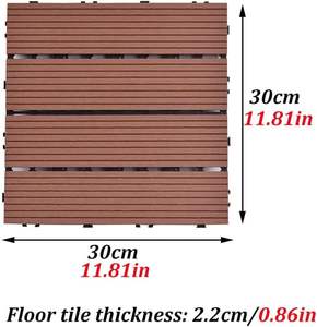 Dalles de sol emboîtables SHENGCHENG 300x300 pour terrasse extérieure, jardin, patio, revêtement de sol en bois-plastique WPC, dalles de terrasse DIY pour extérieur - Product Image 2
