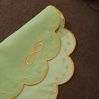 Set de table rond en toile de coton festonnée, avec broderie nœud et pois, pour la décoration de table de mariage, d'hôtel ou de maison