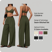 Nouvel ensemble de fitness 2026 : Soutien-gorge sans dos antichoc et pantalon taille haute ajusté à jambes larges – Tenue de yoga