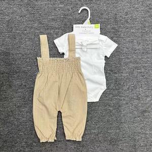 Conjunto de 3 Piezas de Overoles de Verano para Bebés y Niños, Estilo Moderno, Color Neutro, 100% Algodón, con Botones Ajustables - Product Image 2