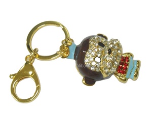 Mạ vàng hợp kim kẽm phim hoạt hình khỉ KEYCHAIN-Rhinestone-Studded vương miện quyến rũ với màu hồng và màu xanh điểm nhấn - Product Image 5