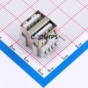 XUDF-0208-1420 USB Connector Bent Lead Through Hole Connector Type-A USB 2.0 Female Right Angle Insert - Product Image 1