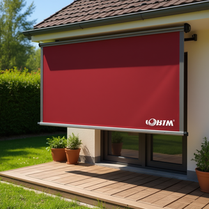 Auvent latéral rétractable rouge Btm pour terrasse, 23,6 x 118,1 pouces, cadre en aluminium, commande manuelle, protection solaire extérieure - Product Image 2
