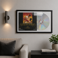 B&C Art Bingkai Pajangan CD/Vinyl Kayu Hitam Berkualitas 12 Inci Model BCF18-007 untuk Koleksi