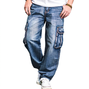 Pantalon cargo décontracté à coupe évasée et délavée pour homme, 100 % coton, fabriqué au Pakistan, toutes saisons, hiver - Product Image 1
