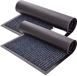 Alfombrillas de rayas acanaladas dobles de fibra gruesa, alfombrilla de suelo de Pvc para exteriores, alfombrilla antideslizante para puerta de poliéster con limpieza de polvo - Product Image 2