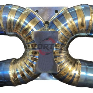 ระบบท่อไอเสียแบบ Catback สำหรับ McLaren GT 4.0T สีฟ้าเบิร์นท์ ยี่ห้อ Vortex Factory รับผลิตแบบ ODM OEM  วัสดุไทเทเนียม พร้อมวาล์วควบคุมเสียงแบบ Valvetronic  ไม่มีวาล์ว - Product Image 3
