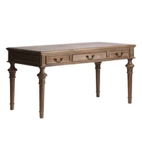Bureau d'ordinateur en bois massif de chêne français de style rétro américain, mobilier d'étude personnalisable avec des caractéristiques durables
