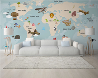 Tangan Dicat Wallpaper Laut Hewan Peta Anak-anak Latar Belakang Penutup Dinding