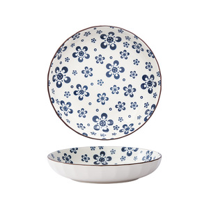 Ceramic Eco Friendly Retro Japanese Plant Pattern Underglaze Ins Style Bowls Dishes Plates Creative Rice Bowl <b>Set</b> Camping - Product Image 5