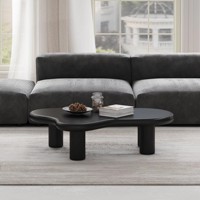 Table basse Voxhome moderne noire et crème en forme de nuage, table centrale en MDF, design de panneaux irréguliers pour mobilier de salon