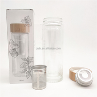 Gobelet à thé en verre de 13 oz avec infuseur, sans BPA, bouteille à thé avec filtre pour thé en feuilles, thé vert glacé ou eau infusée aux fruits