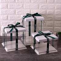 Vente en gros Boîte à gâteau en plastique transparente de luxe de qualité alimentaire pour anniversaire 10*12*12 de haut