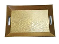 Plateau de Service Rectangulaire de Luxe Doré en Plastique avec Poignées, Écologique et Réutilisable pour Mariages, Fêtes ou Restaurants