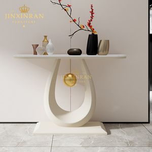 Table console moderne de luxe avec base en métal doré et plateau en pierre frittée blanche, table <span class=keywords><strong>d</strong></span>'<span class=keywords><strong>entrée</strong></span> pour le salon, <span class=keywords><strong>d</strong></span>écoration de la maison - Product Image 6