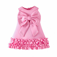 Nouvelle Robe sans Manches pour Filles, Style Gâteau, avec Grand Nœud et Perles, Tendance et Mignonne, Collection Printemps, Haute Qualité