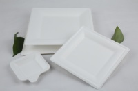 Assiette rectangulaire en papier jetable, biodégradable et respectueuse de l'environnement, vaisselle de fête avec plateau
