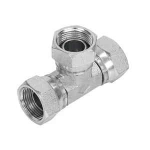 Factory Wholesale Hydraulic Fittings Carbon Steel Swivel Tee Fittings 3AB Hydraulic 3-ways Fittings Hydraulic Female Tee Adapter