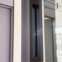 Puerta Corredera de Vidrio con Riel de Aluminio Metálico Moderno, con Burlete y Cierre de Gancho, para Entrada de Patio o Jardín de Villa