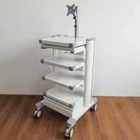 Chariot médical moderne en métal pour hôpital, avec 5 tiroirs et 4 roulettes, pour équipement endoscopique