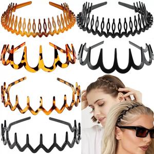 Vente en gros de bandeaux en zigzag pour femmes bandeau en peigne confortable avec dents en plastique recyclé bandeau pour cheveux ondulés - Product Image 6
