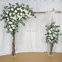 Décor mural en guirlande de fleurs dorées, roses blanches, panneau de fleurs de cerisier pour la cérémonie de mariage, la réception, la scène, la décoration de fête