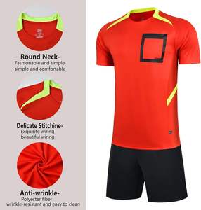 サッカー審判ジャージセット女性 & 男性夏用サッカーアンパイアユニフォーム半袖ラウンドネック抗菌ポリエステル100% - Product Image 3