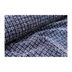 ผ้าทวีดแฟนซีคุณภาพพรีเมียม ผลิตในเกาหลี สีกรมท่า-ขาว ลายเทป ผ้าทวีดแฟนซีแบบมีเท็กซ์เจอร์ รับผลิตแบบ OEM และ ODM ผ้าทอสั่งทำพิเศษ - Product Image 3