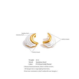 JINYOU 2888 <span class=keywords><strong>Orecchini</strong></span> a Perno Vintage in Acciaio Inox Placcato <span class=keywords><strong>Oro</strong></span> a Forma di <span class=keywords><strong>Mezzaluna</strong></span> con Perla Eleganti <span class=keywords><strong>Orecchini</strong></span> Curvi da Donna - Product Image 6