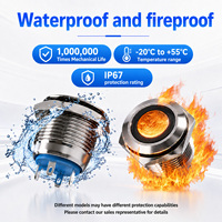 Interruptor de Botón Pulsador LED de 19 mm, Impermeable IP65/IP67, de Acero Inoxidable, Momentáneo, para Control Industrial