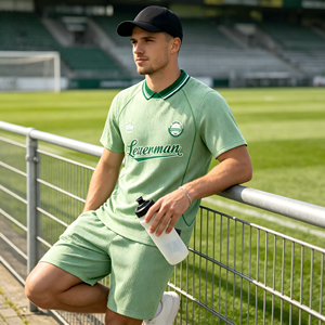 Ensemble de maillots de football à col rayé, fabrication ODM, vente en gros, impression par sublimation personnalisée, uniforme de football respirant, haute qualité, pour équipe - Product Image 5