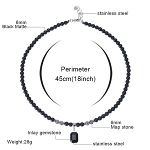 <span class=keywords><strong>Collana</strong></span> pendente Vintage in acciaio inossidabile nero con <span class=keywords><strong>pietre</strong></span> preziose da <span class=keywords><strong>uomo</strong></span> Hip Hop pietra smerigliata occhio di tigre <span class=keywords><strong>collana</strong></span> di perline gioielli - Product Image 3