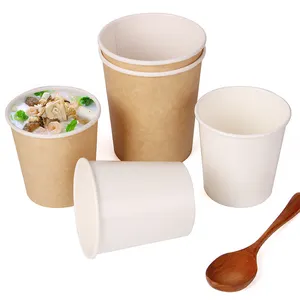 Ijs Pla Papier Cup, Wegwerp Papier Soepkom Met Deksel, Papier Hot Soepkom