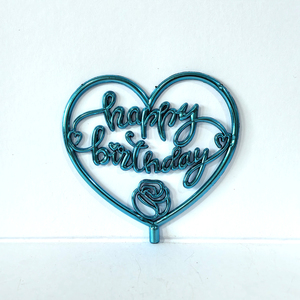 Decorazione per <span class=keywords><strong>Torta</strong></span> di Compleanno a Forma di Cuore Placcato Oro in Plastica, Scritta Corsiva 'Rose', per Matrimoni e Feste, Prezzo di Fabbrica - Product Image 5
