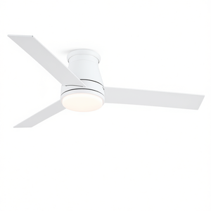 Ventilador de techo LED de 48 pulgadas de perfil bajo con luz, motor DC, control remoto, 3 aspas, blanco cálido, para sala de estar - Product Image 1
