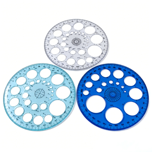 Règle de traçage 360° en plastique de marque ZKJ, modèle intégré multi-usage avec échelle de précision, conception creuse pour dessin de cercles, sans souci - Product Image 1