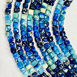 Cuentas facetadas de Afganita Azul Natural AAA en forma de caja, pulidas, para la elaboración de joyas, 8 pulgadas - Product Image 1
