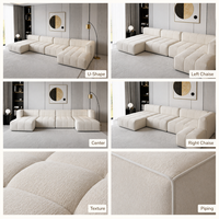 Canapé modulaire sectionnel Rice, convertible en forme de U, en tissu, assise profonde, pour salon
