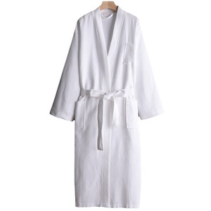 Alta calidad 100% algodón Waffle bata de baño Kimono blanco bordado His Her Mr Mrs para 5 estrellas Hotel Spa Baño - Product Image 4